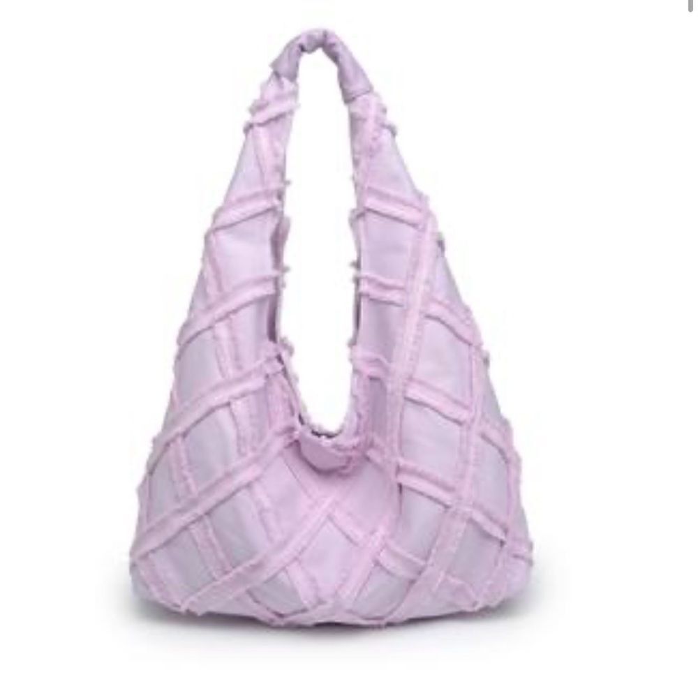 NWT Urban Expressions Barbuda Cotton Fringe light purple/Lilac Hobo Bag